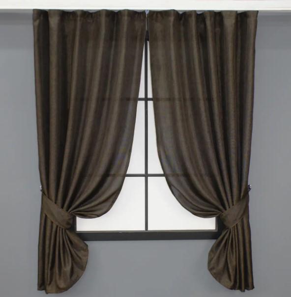 Шторки лен/мешковина 1,3х1,7 м 2 шт. Венге (107ш)