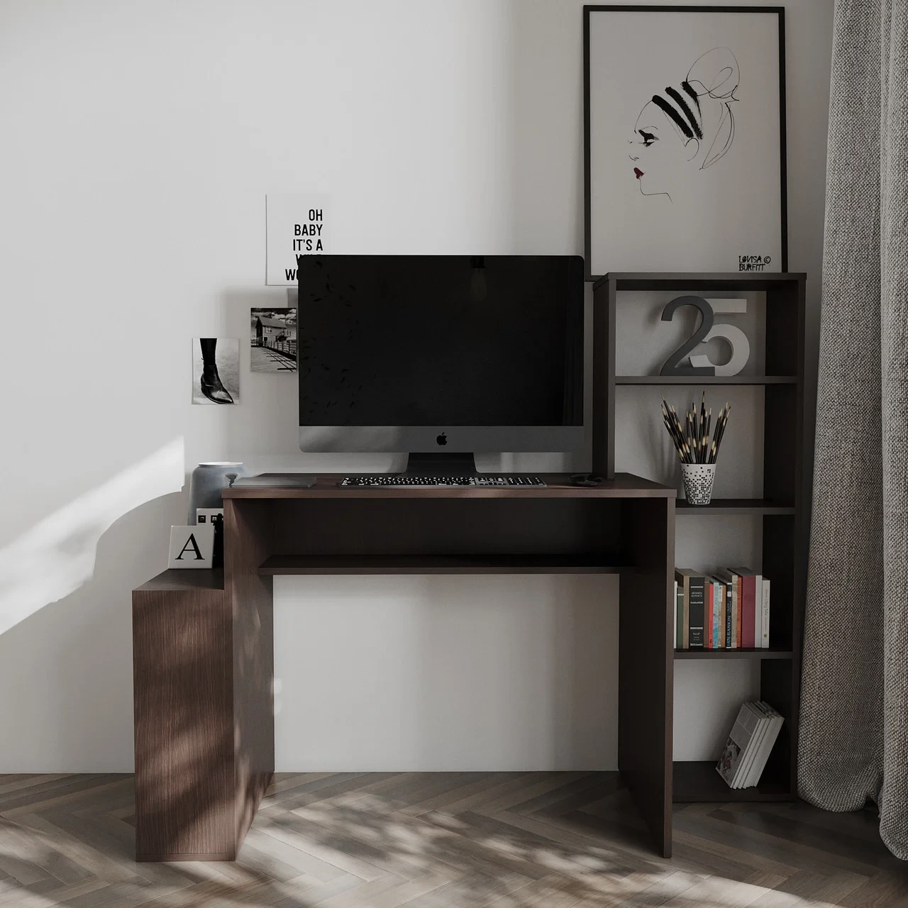 Стол-стеллаж компьютерный Moreli FS-25 с полками 1444х1214х500 мм Венге темный (fs-25-wen) - фото 1 Стол-стеллаж компьютерный Moreli FS-25 с полками 1444х1214х500 мм Венге темный (fs-25-wen) - фото 1