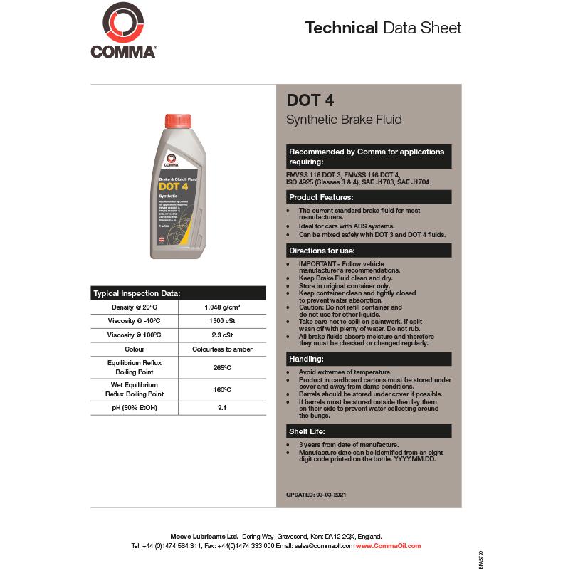 Тормозная жидкость Comma DOT 4 Brake Fluid 500 мл (45534) - фото 2