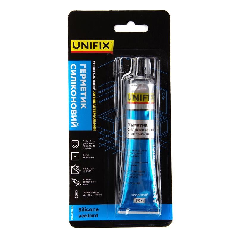 Герметик силиконовый Unifix универсальный антибактериальный тюбик 50 мл Прозрачный (951263)