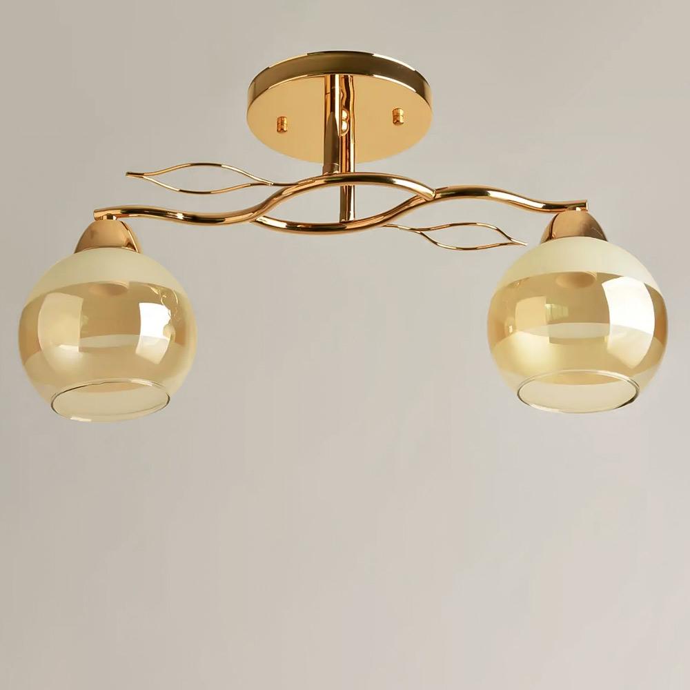 Люстра потолочная Light House SH-19529/2 FG 480х180х240 мм Золотой/Янтарный