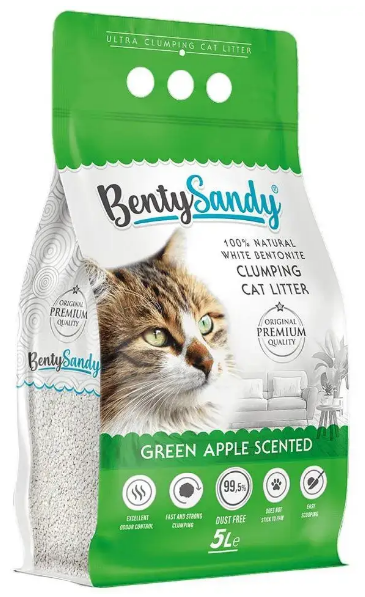 Наповнювач бентонітовий Benty Sandy з ароматом зеленого яблука 5 л (00-00028816) - фото 1 Наповнювач бентонітовий Benty Sandy з ароматом зеленого яблука 5 л (00-00028816) - фото 1