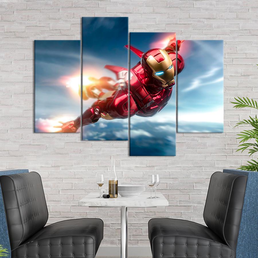 Настінний декор Політ Залізної людини в нано-броні 89x56 см (A64-4)