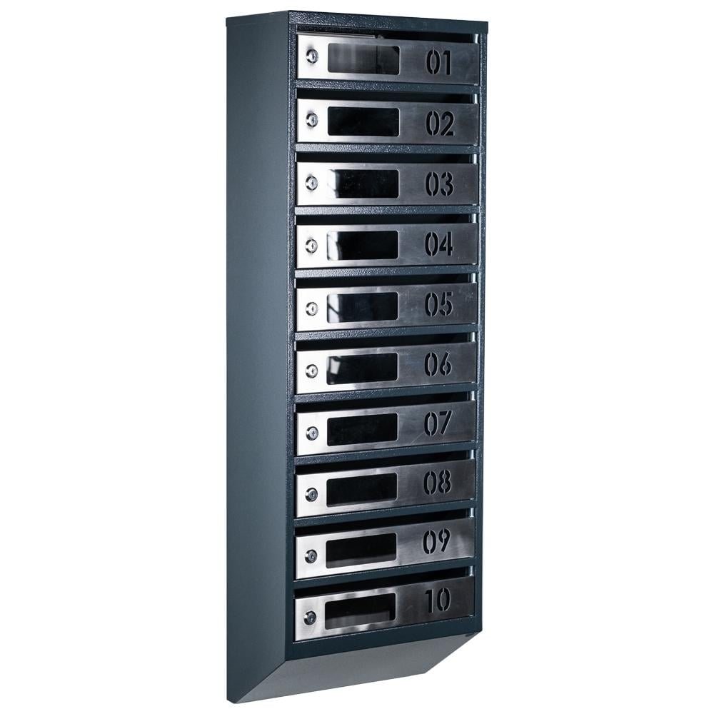 Ящик почтовый многосекционный ЯП10D Антрацитовый/Нержавеющая сталь (24061037)