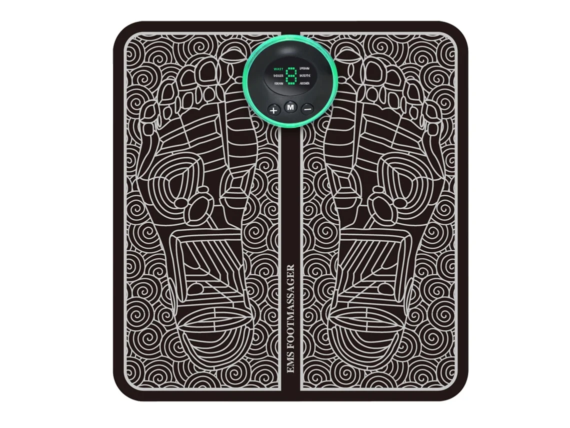 Коврик-массажер вибрационный для ног и ступней EMS Foot Mat автоматический 6 режимов нейлоновый 31,6х28,8х0,04 см (opt-13416)