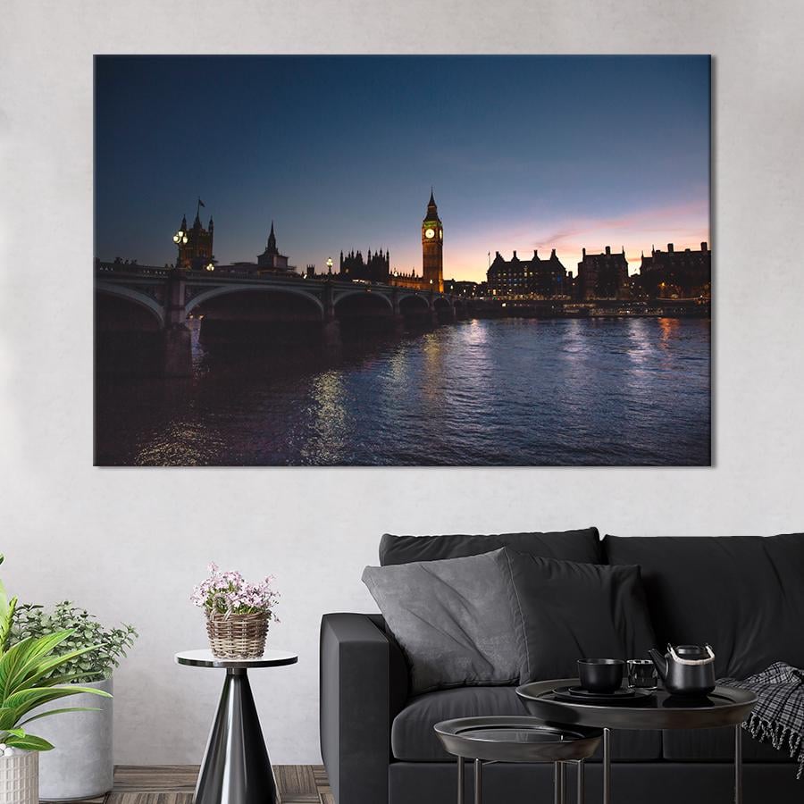 Картина город Вид на Биг-Бен и Темзу 80x54 см (A838-1)