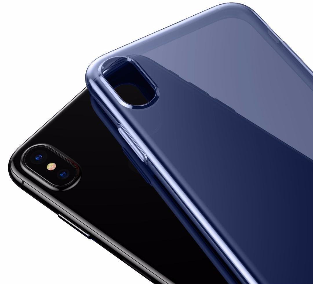 Чехол-накладка Baseus Simple Series with Pluggy TPU Case for iPhone X, Transparent Blue - фото 3