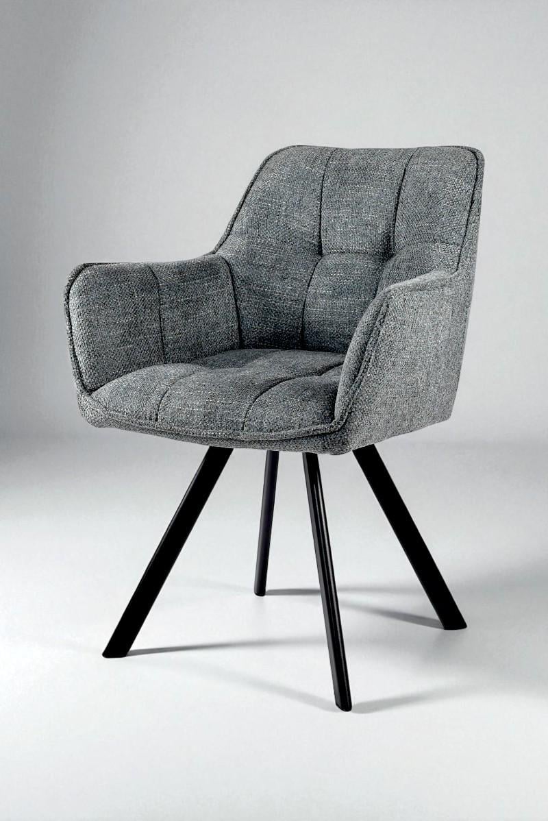 Стул обеденный с подлокотниками Осло М-235 фактурная ткань 850х600х610 мм Графит/Черный