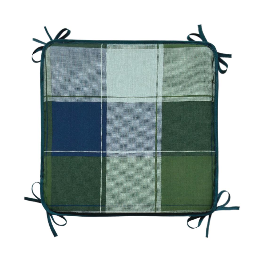 Подушка для стула на завязках 33х33х2 см В зеленую клетку (512562056)