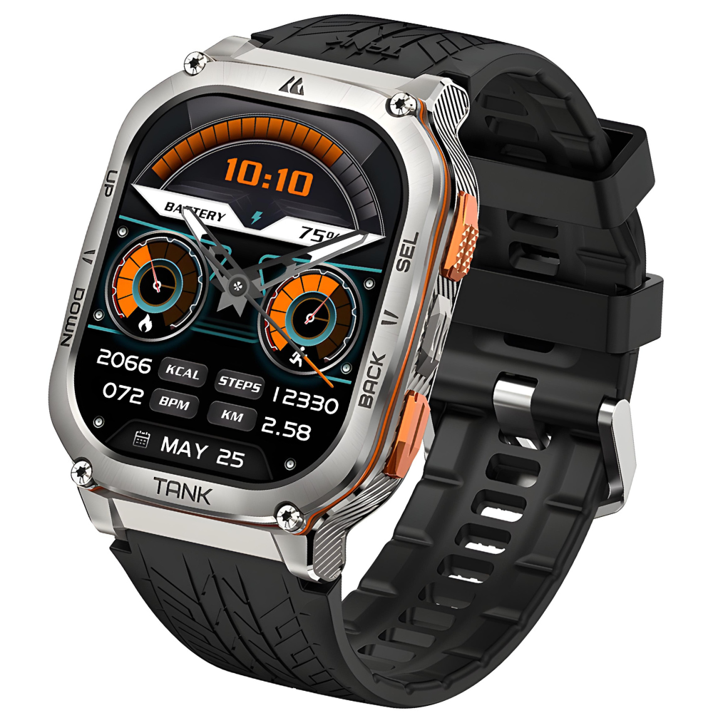 Смарт-часы военные Kospet Tank M3 водонепроницаемые/ударостойкие/с функцией звонка/украинским меню Серебристый (1077-0290)