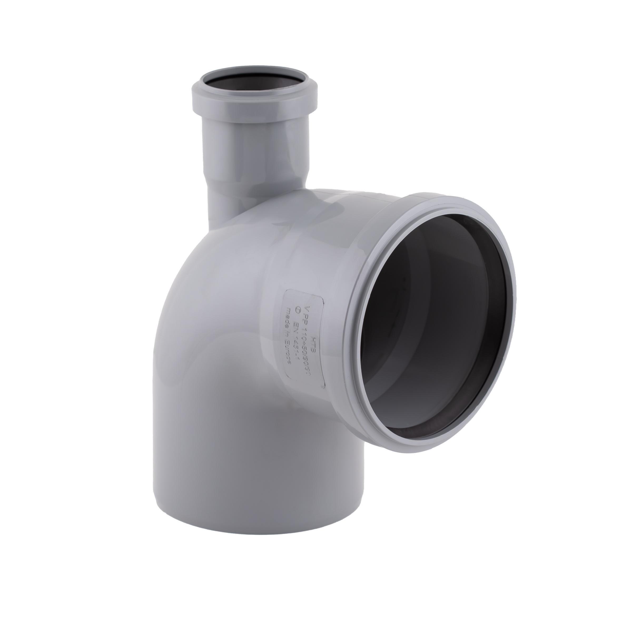Колено канализационное с отводом TA Sewage 50х110х110 90° (22353834)
