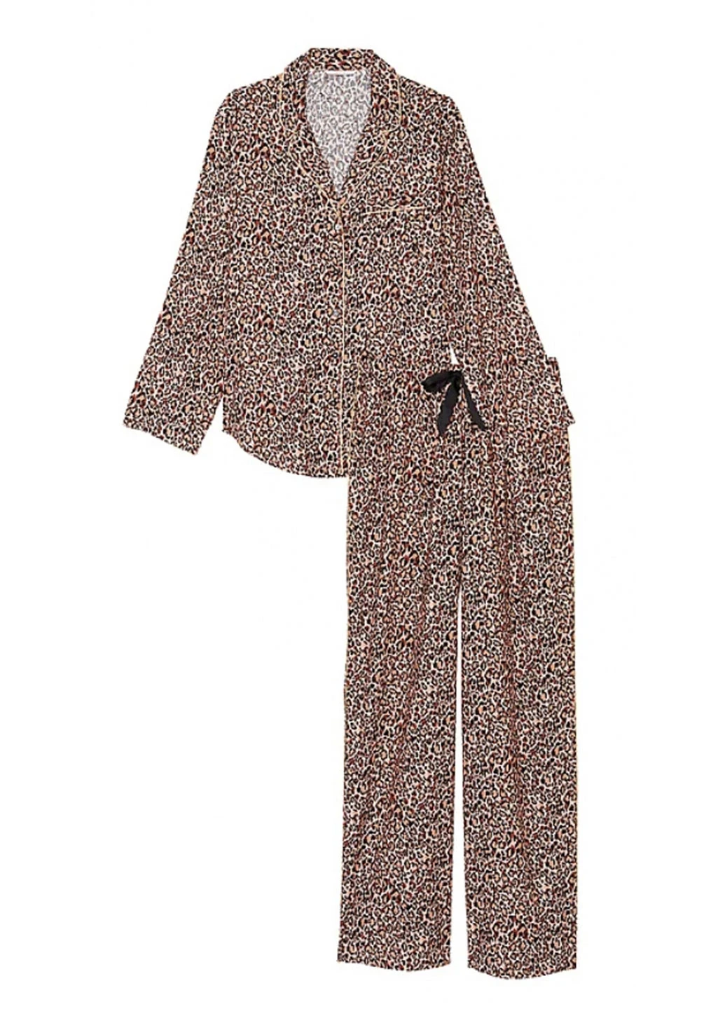 Піжама жіноча Victoria's Secret Flannel Long Pajama Set фланелева S Бежевий леопард (15342047) - фото 3