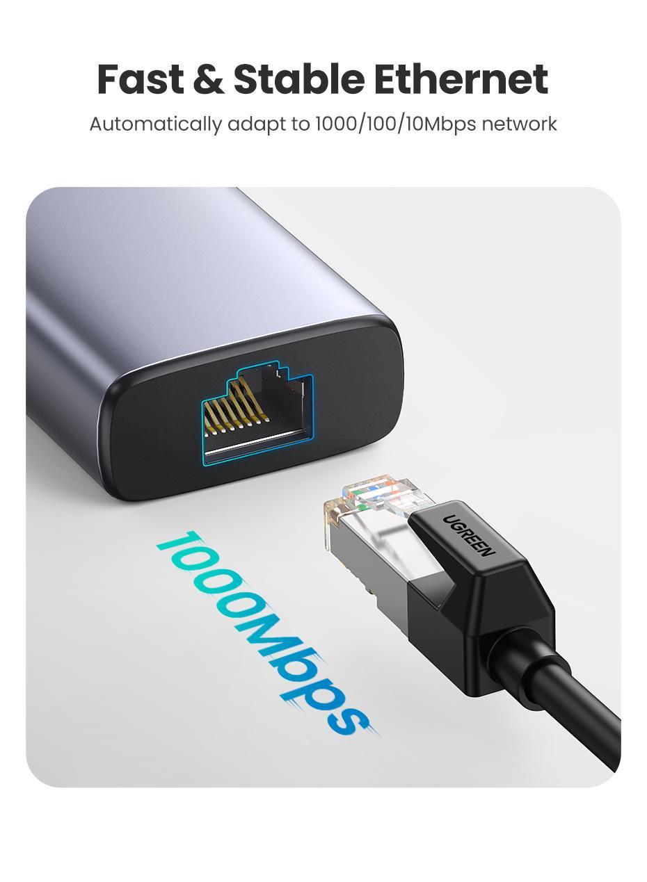 USB-хаб UGREEN Type-C-2x USB 3.0/5 Гбіт/с HDMI 4K 60Hz/SD/TF карти RJ45 1 Гбіт/с Type-C PD 100W USB-C Сірий (60515) - фото 6 USB-хаб UGREEN Type-C-2x USB 3.0/5 Гбіт/с HDMI 4K 60Hz/SD/TF карти RJ45 1 Гбіт/с Type-C PD 100W USB-C Сірий (60515) - фото 6