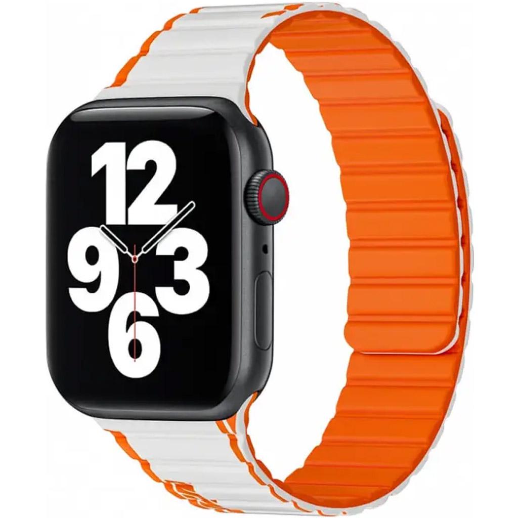 Ремінець WiWU Wi-WB010 Smart Magnetic Silicone для Apple Watch 42/44/45/49 мм White/Orange