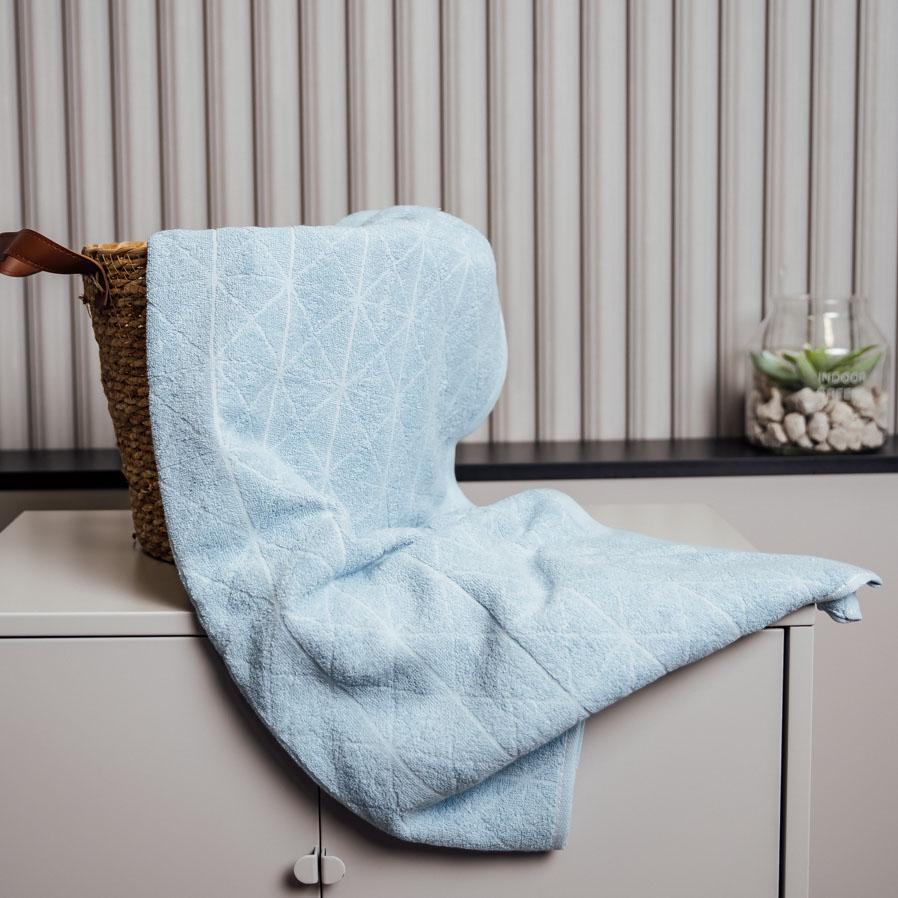 Рушник для сауни однотонні ромбики 160х90 см Світло-блакитний (10150) - фото 1 Рушник для сауни однотонні ромбики 160х90 см Світло-блакитний (10150) - фото 1