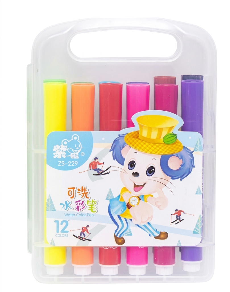 Набор фломастеров Bambi Water color pen 229-12 12 цветов в пластиковом боксе (AF-271-F-63)