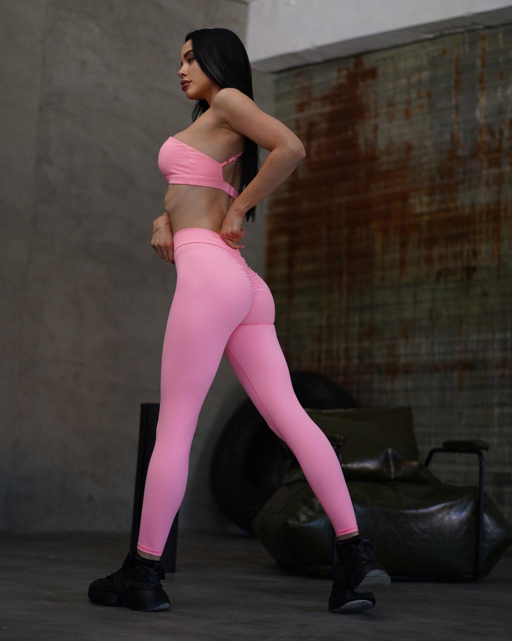 Костюм спортивний Brazilian топ з чашками/легінси з пуш-ап ефектом L Рожевий (VB03L) - фото 4 Костюм спортивний Brazilian топ з чашками/легінси з пуш-ап ефектом L Рожевий (VB03L) - фото 4
