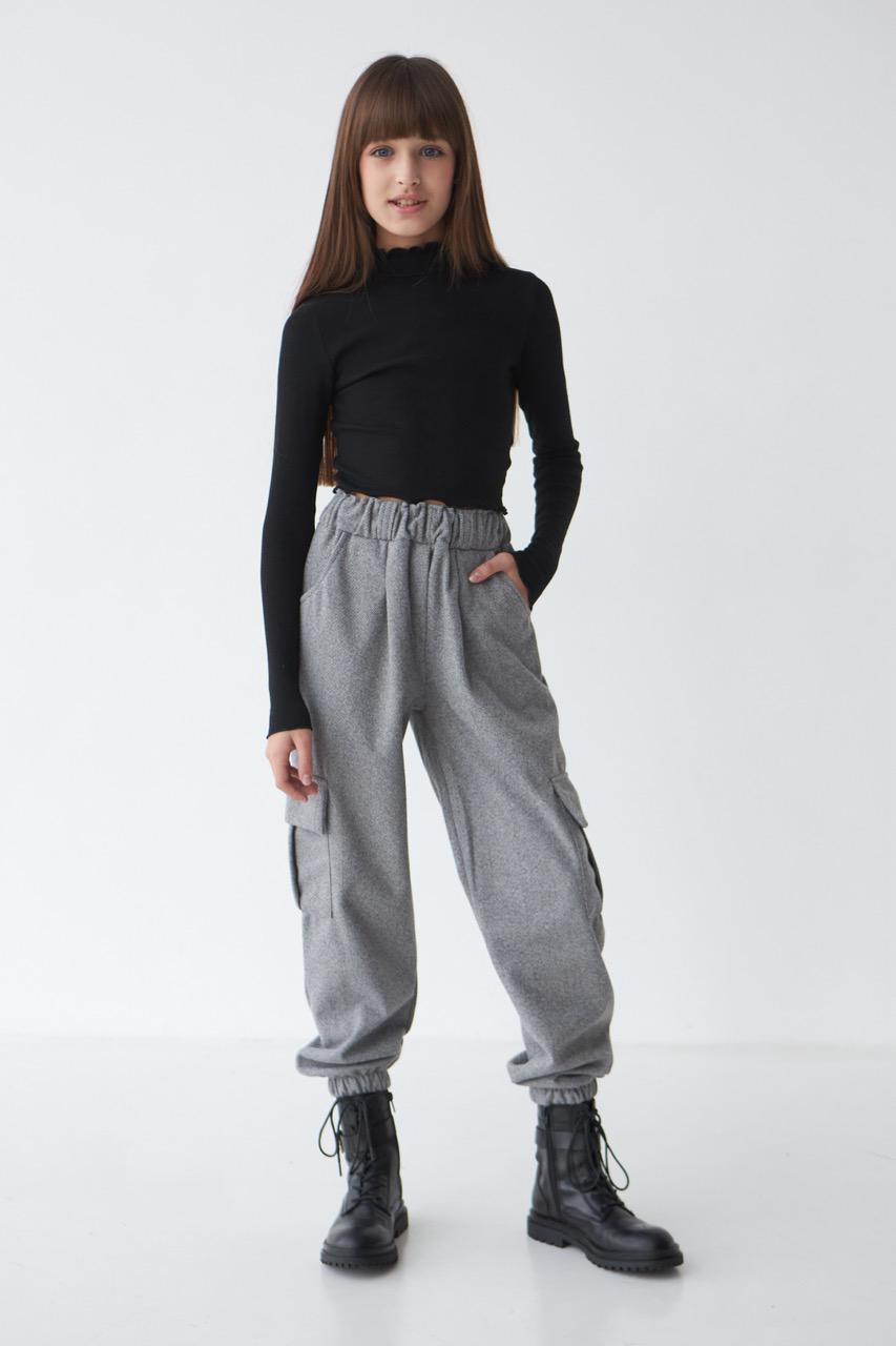 Брюки джогеры-карго для девочки Valza 3432 122 см Серый - фото 3