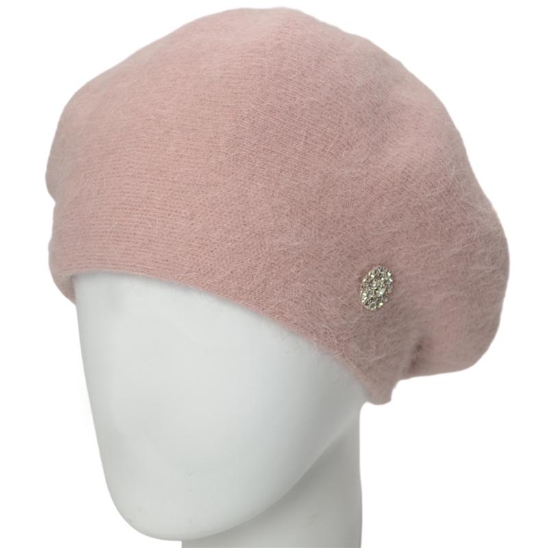Берет женский Novita Фанни ангоровый на ножке one size Пудра