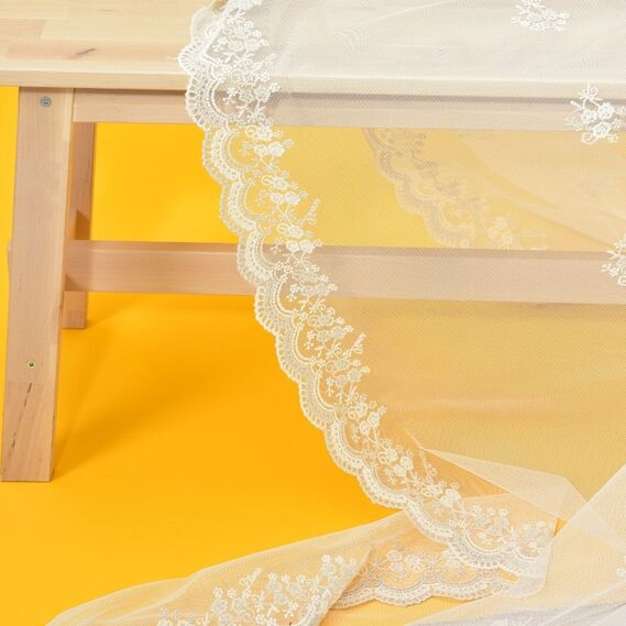 Тюль фатин IDEIA Жаклин V-KREM 3,0 м c вышивкой Молочный (2200004216461)