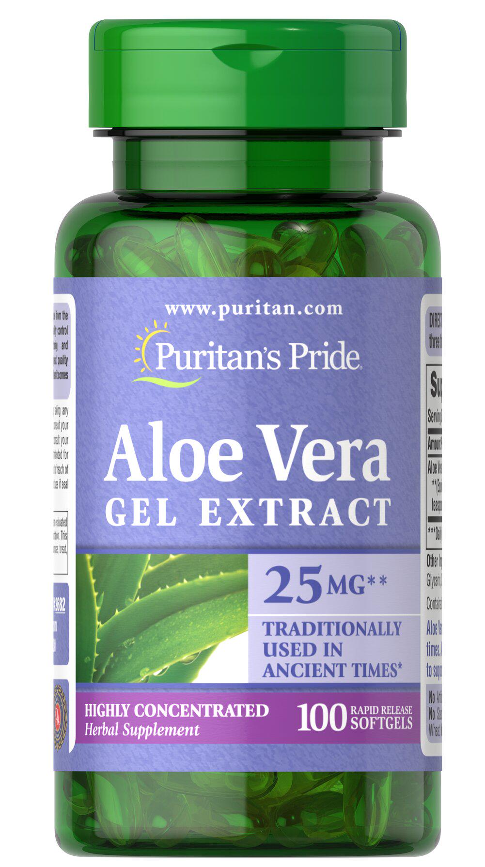 Алое вера Puritan's Pride Aloe Extract 25 мг 100 Softgels