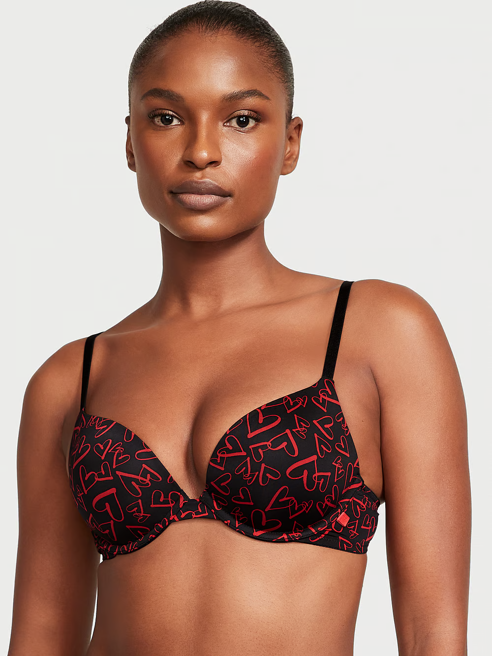 Бюстгальтер з пуш ап Victoria's Secret Sexy Tee Smooth Push-Up Bra 75C Чорний/Червоний (21821818)