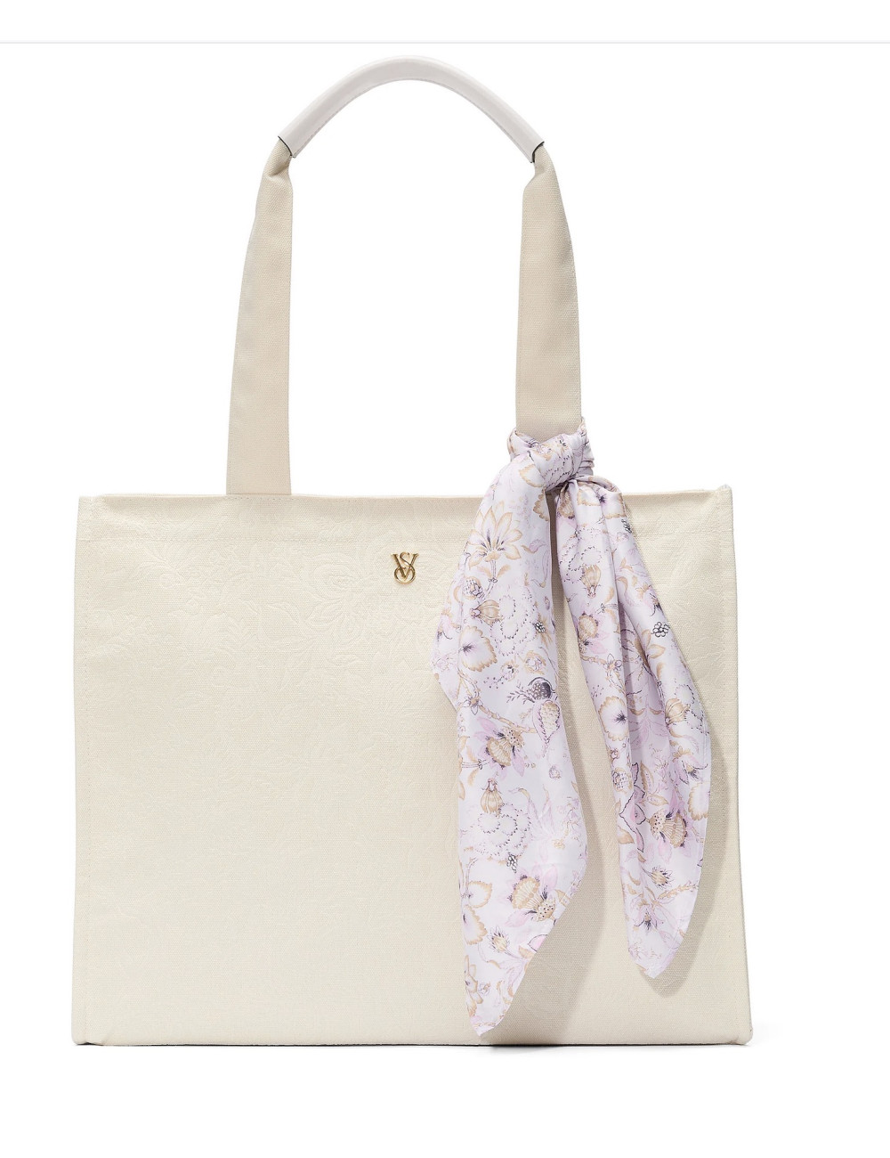 Сумка шопер Victoria's Secret Floral-Embossed Tote Bag Бежевий (26712028)