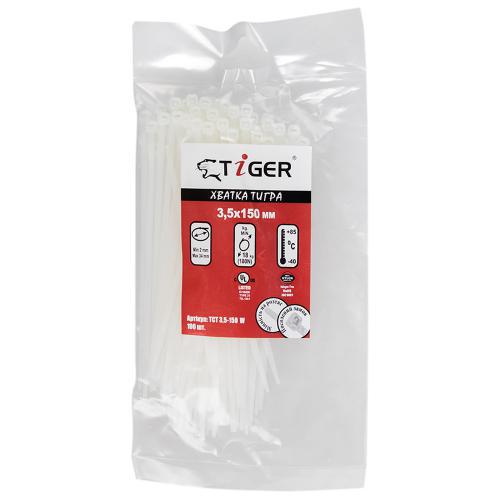 Хомут пластиковый Tiger ТСТ W3.5х150 100 шт. Белый (00000049833) Хомут пластиковый Tiger ТСТ W3.5х150 100 шт. Белый (00000049833)