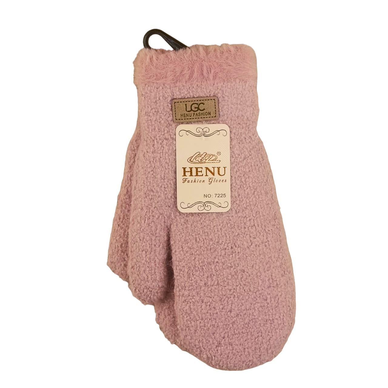 Перчатки женские Тедди с мехом M-L Пудровый (47095)