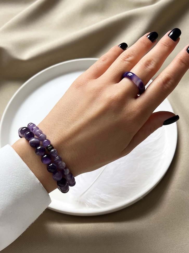 Кільце з агату р. 17 мм Фіолетовий (5228-17) - фото 3 Кільце з агату р. 17 мм Фіолетовий (5228-17) - фото 3