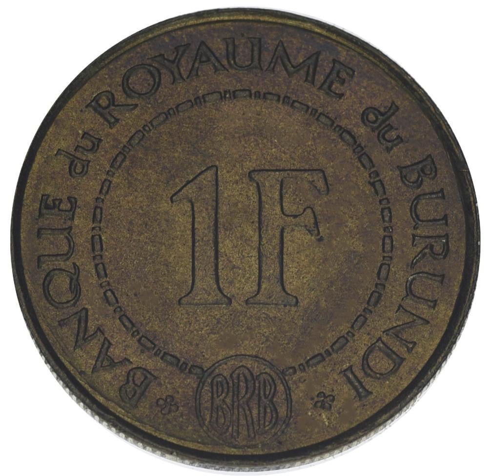Коллекционная монета Бурунди 1 франк 1965 F-VF (М21044)