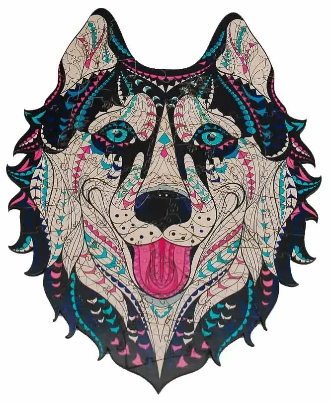 Пазлы фигурные PuzzleOK Снежный хаски из дерева на 73 эл.а Разноцветный (150-98-PuzA4-00714)