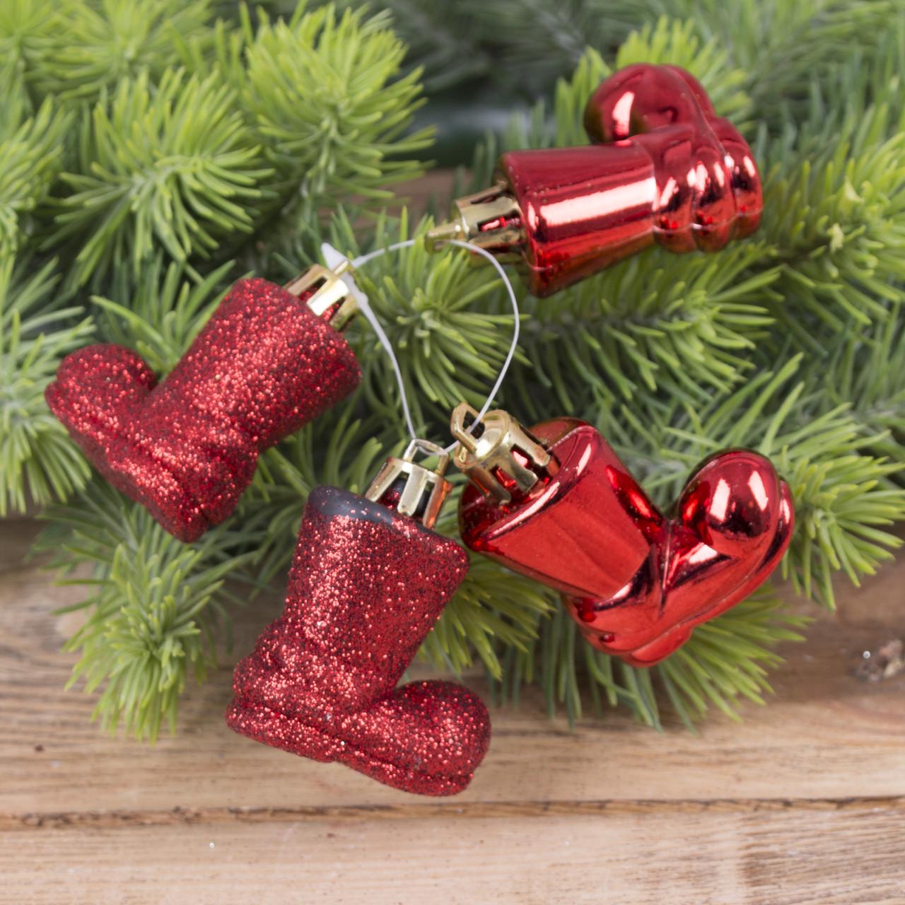 Елочные игрушки Ботинки 4 шт. Красный (2825-1)