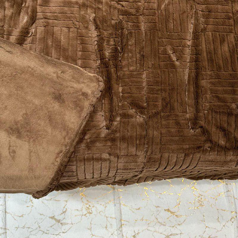 Покрывало микрофибра/велюр 200х230 см Коричневый (P-геометрия-5) - фото 8