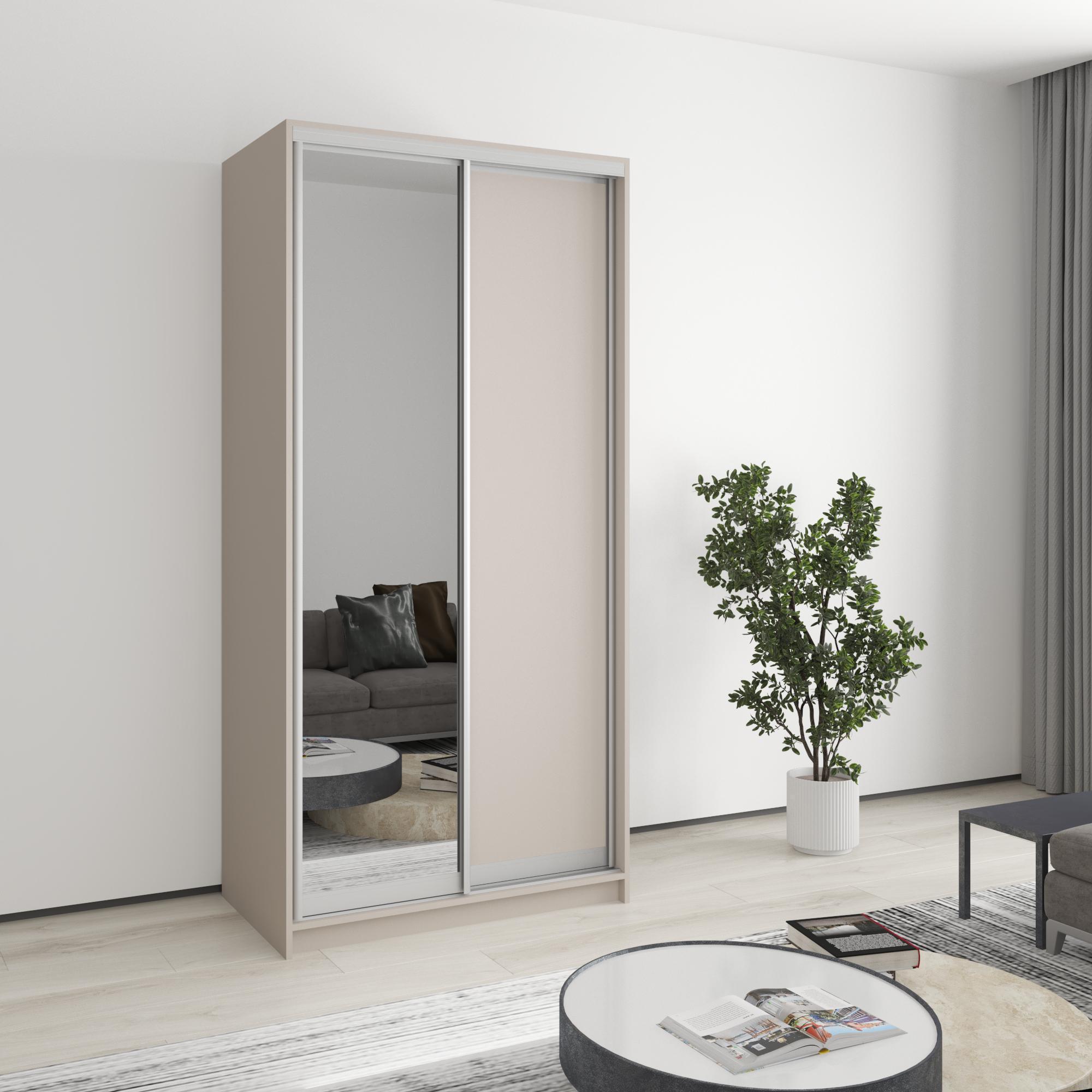 Шкаф-купе двухдверный MebelStar Стандарт AL ДСП/зеркало 100x45x210 см Кашемир (MBS-2378) Шкаф-купе двухдверный MebelStar Стандарт AL ДСП/зеркало 100x45x210 см Кашемир (MBS-2378)