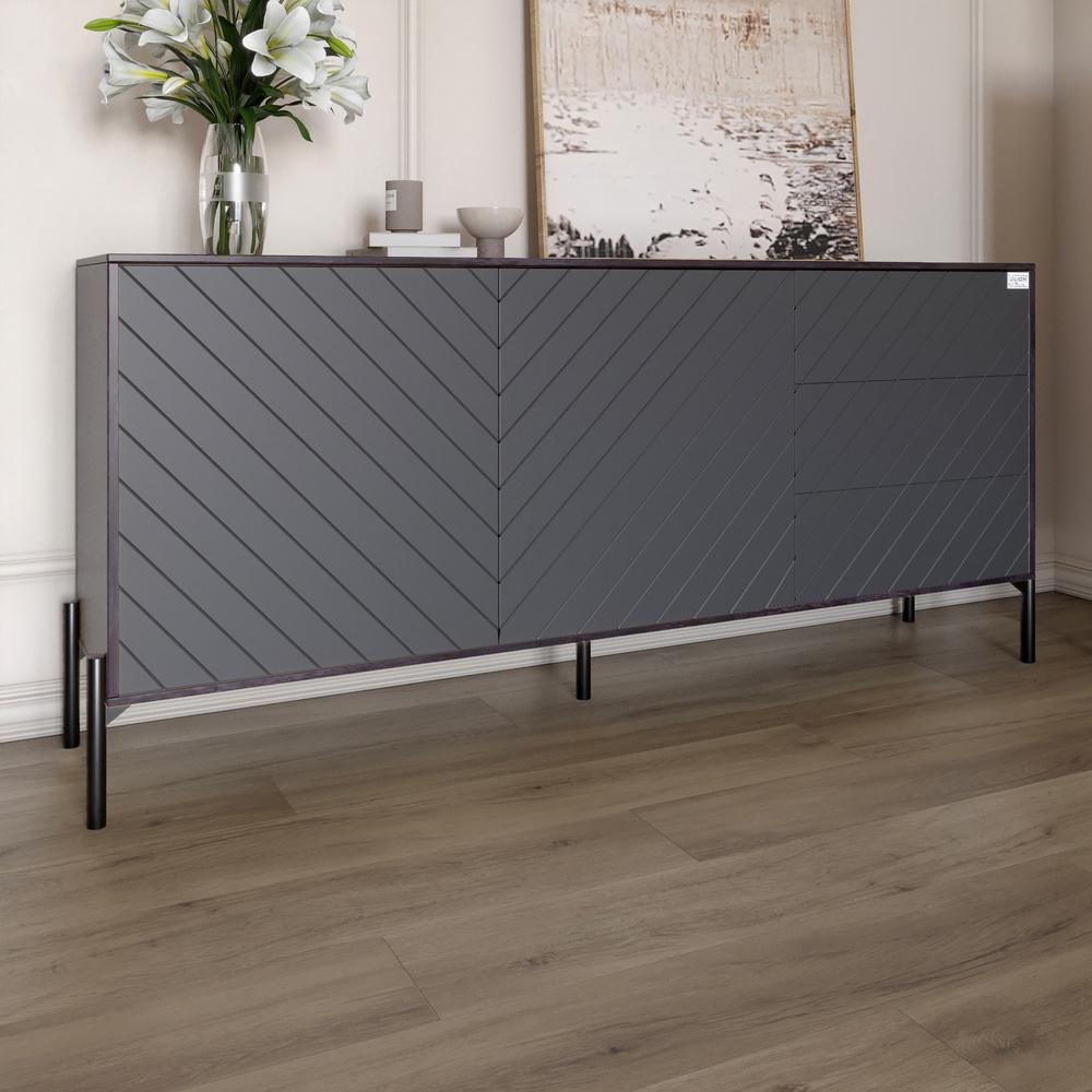 Комод Lion Амарант с черными металлическими ножками 168x40x76,5 см Бетон темный/графитовый (000-000-1867) Комод Lion Амарант с черными металлическими ножками 168x40x76,5 см Бетон темный/графитовый (000-000-1867)