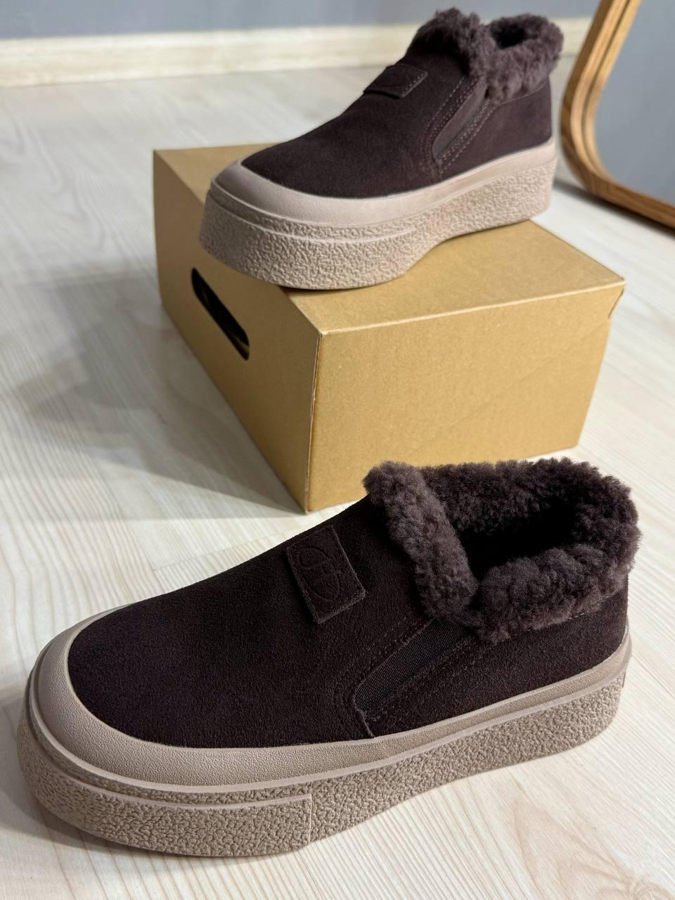 Черевики жіночі Hengji 660-2 замшеві кеди на хутрі р. 39 Коричневий (5806)