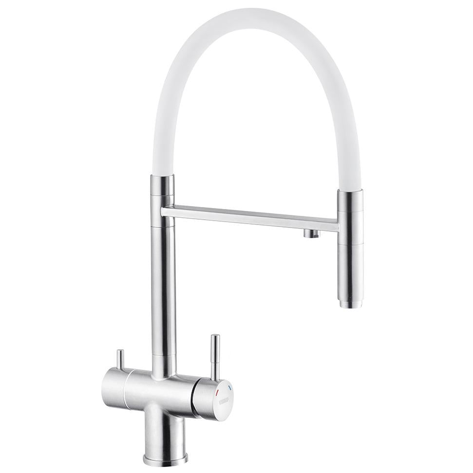 Змішувач для кухні KRONER KRP Edelstahl Klassisch-ESG03815WHI CV027935 на дві води Білий (159233)