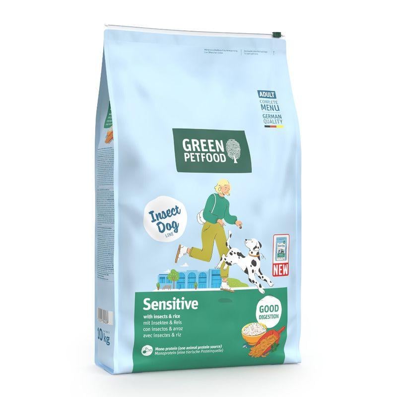 Корм сухой Green Petfood InsectDog Sensitive для собак с чувствительным пищеварением протеин насекомых и рис 10 кг (3236774008)
