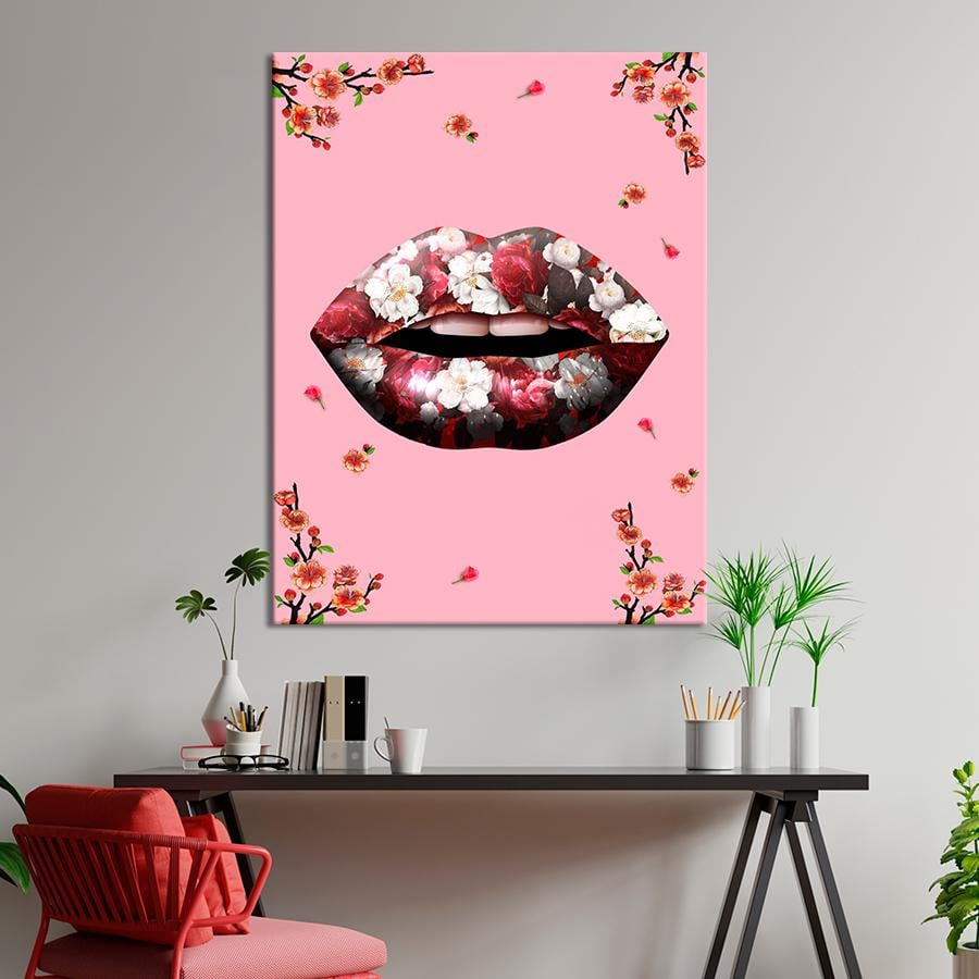 Настенний декор Цветочные губы 80x60 см (YM-70)