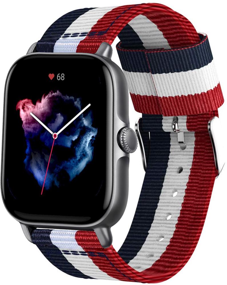 Браслет тканевый Canvas для Amazfit GTS 3 Red/White/Blue (25330)