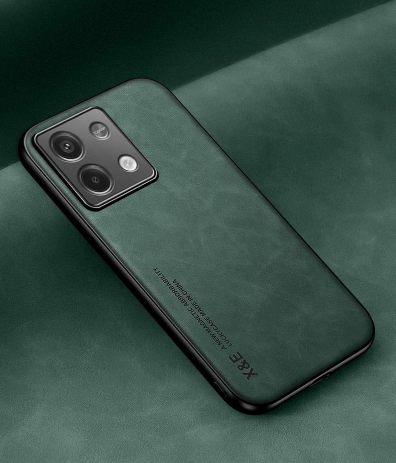 Кожаный чехол XnE Xiaomi Redmi Note 13 5G с металлической вставкой Green (36156-08)