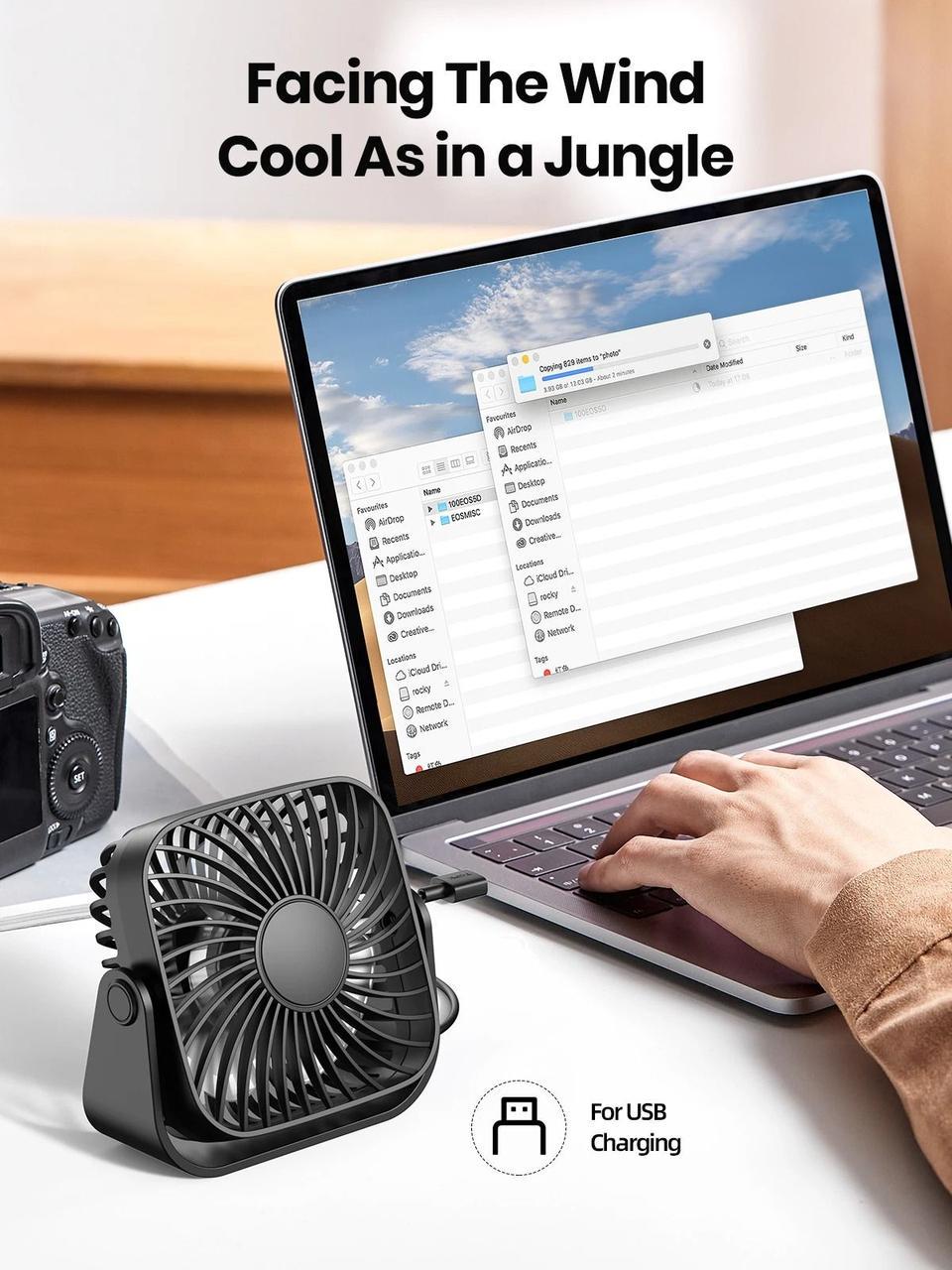 Вентилятор настільний TOPK з живленням від USB та обертанням на 360° (2637040462) - фото 2 Вентилятор настільний TOPK з живленням від USB та обертанням на 360° (2637040462) - фото 2