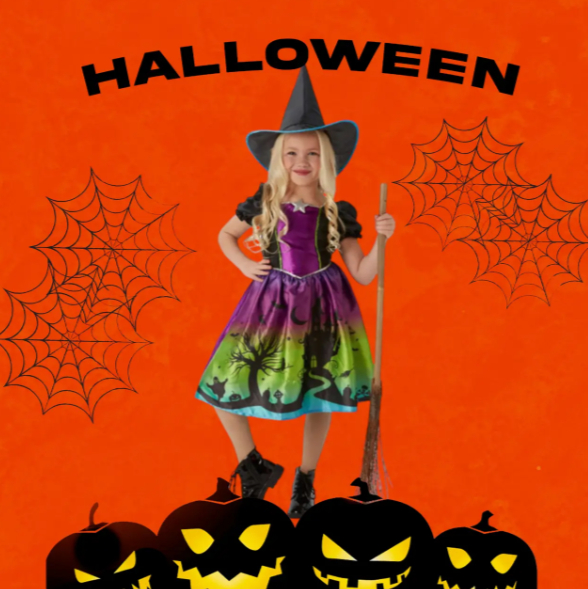 Костюм на Хэллоуин для девочки со шляпой S Разноцветный (154210) - фото 2