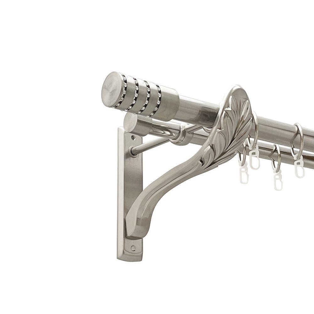 Карниз для штор Orvit Барамелла двухрядный гладкий 200 см Нержавеющая сталь (00-00021584)