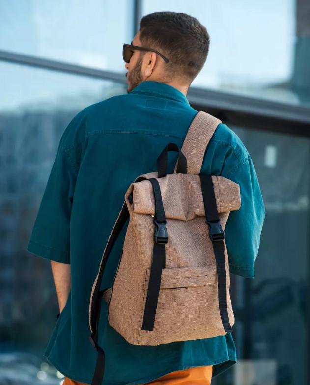 Рюкзак мужской Sambag RollTop Milton тканевый Коричневый (18228011e)