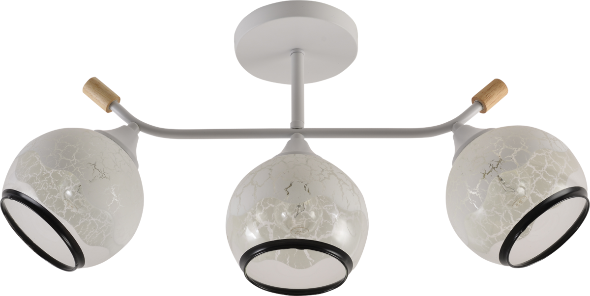 Люстра потолочная Light House SRS-20718/3 плафон белый с каймой Белый/Дерево