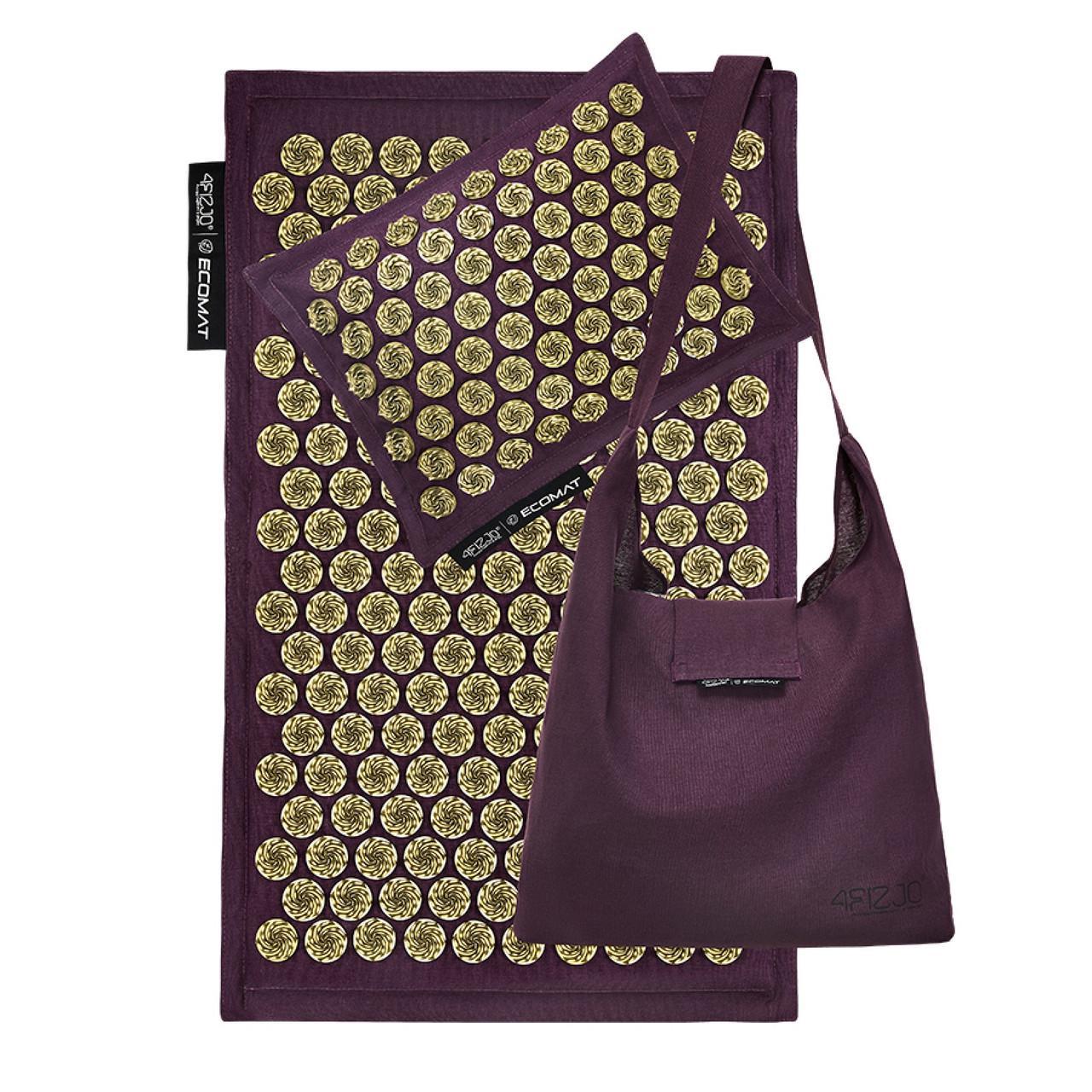 Коврик акупунктурный 4FIZJO 4FJ0250 Eco Mat Аппликатор Кузнецова с подушкой 68x42 см Wine Red/Gold