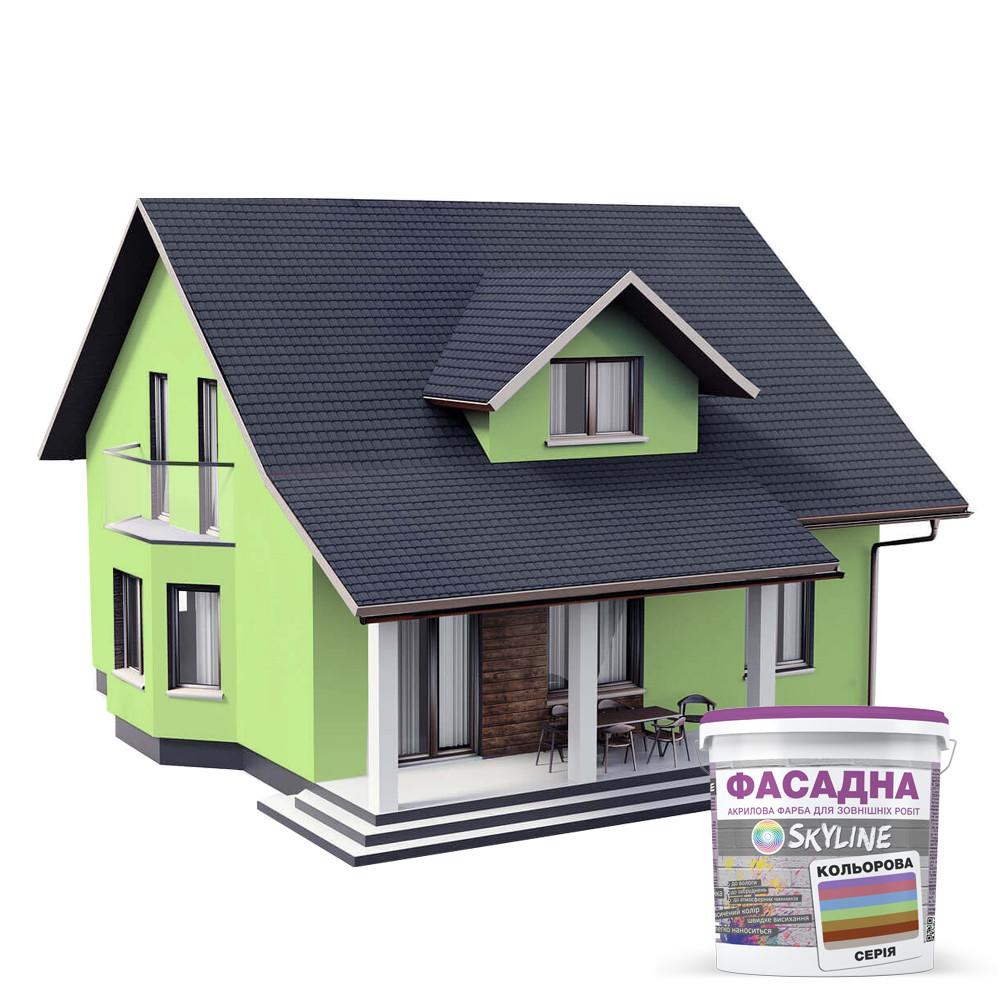 Краска акрил-латексная фасадная Skyline 0540-G50Y 3 л Лайм (650c0ccc4bc23147a0718ad4) - фото 3
