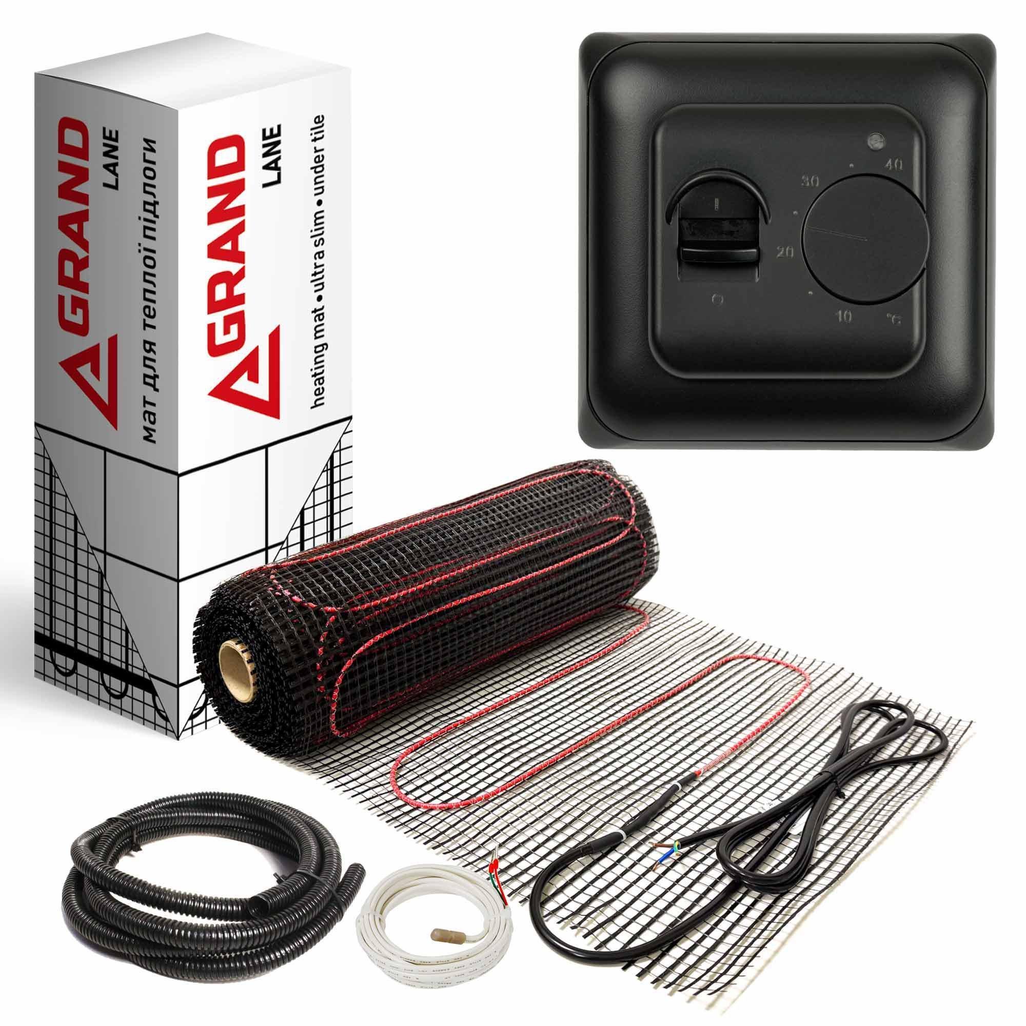 Теплый пол Grand Lane GL-mat 2,5 м2 450 Вт нагревательный мат glm4525k2 и механический терморегулятор Черный Теплый пол Grand Lane GL-mat 2,5 м2 450 Вт нагревательный мат glm4525k2 и механический терморегулятор Черный